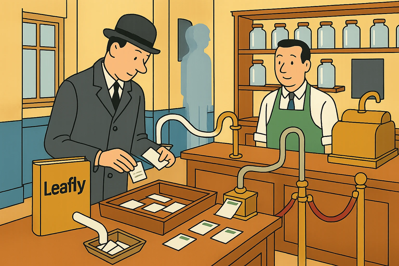 Leafly: Two feeds, one tray: orders out of Leafly, records from the rope.